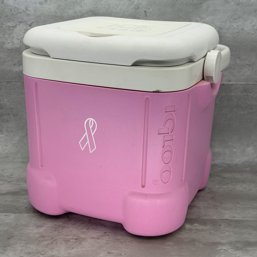 Pink & White Breast Cancer Awareness Igloo Ice Cube 14 Can 12 Qt. Cooler